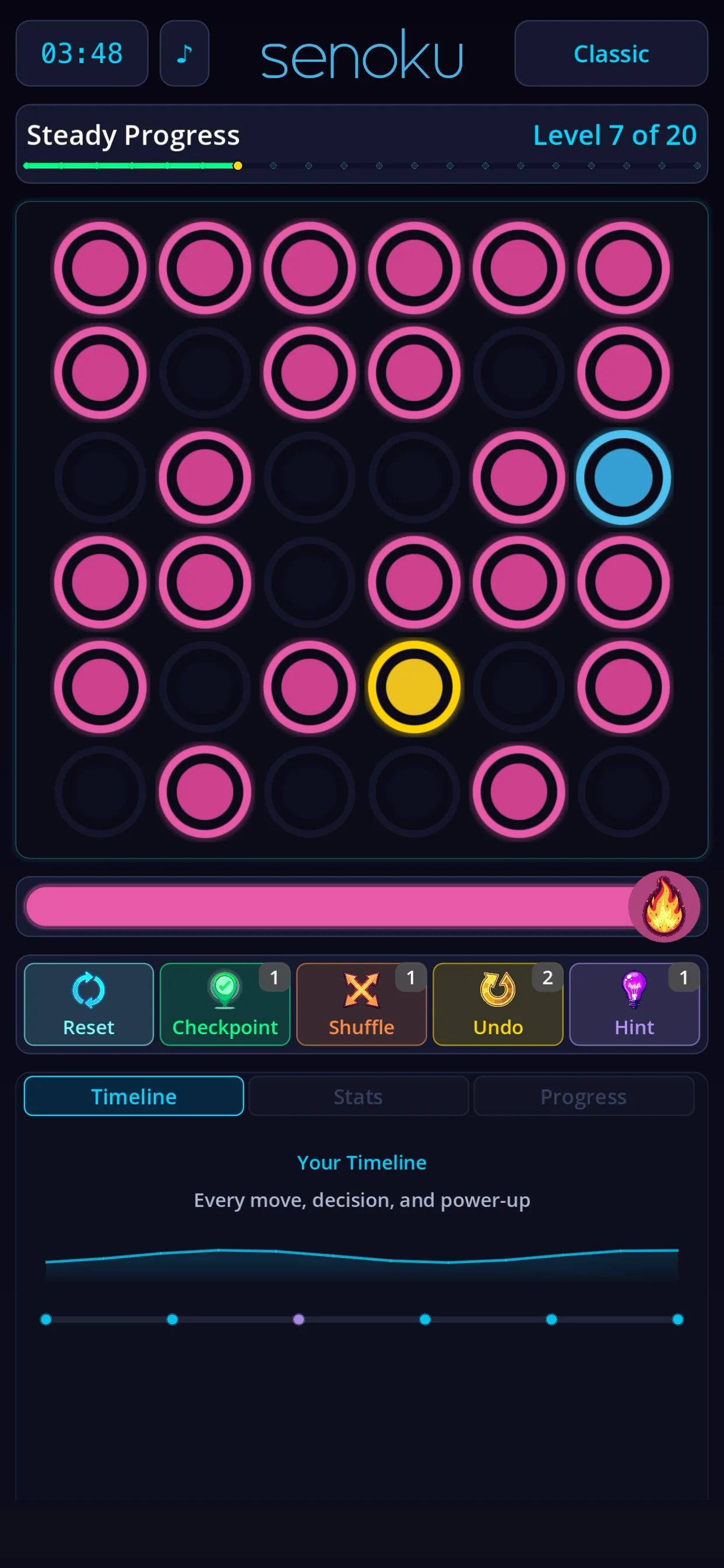 Classic mode - Steady Progress, Level 7 on 6x6 grid