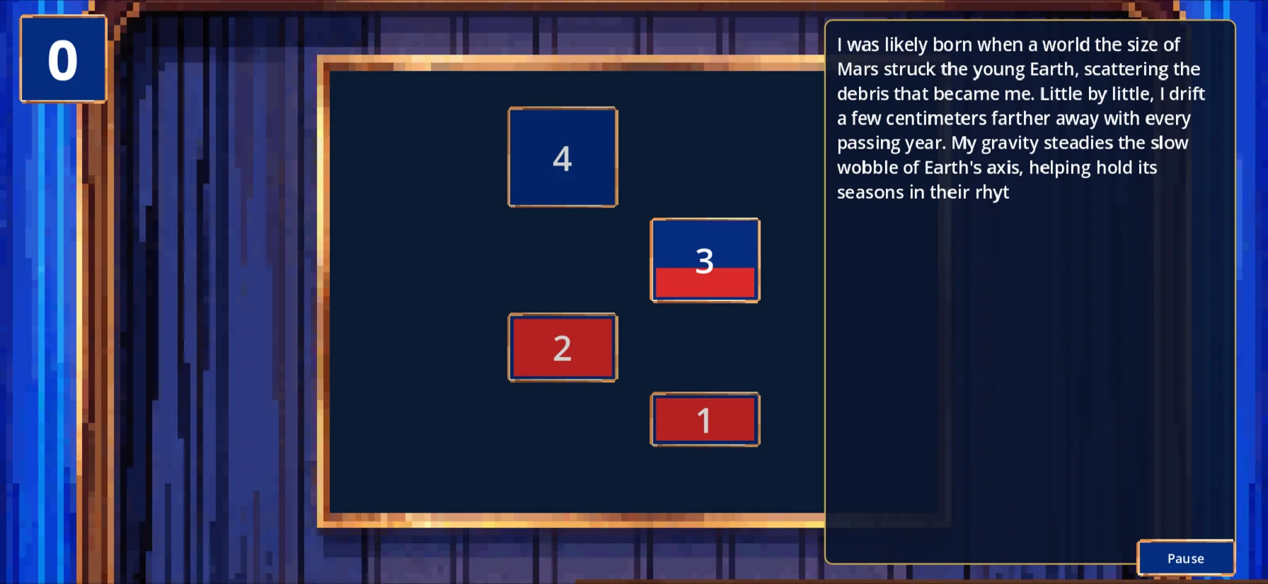 Round 3: the point value ticks down as a long clue gives away more of the answer
